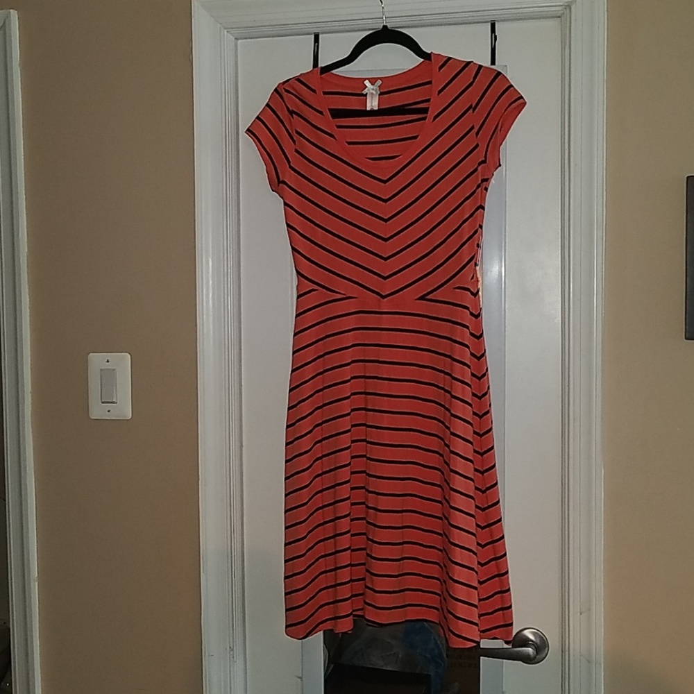 Orange and navy blue striped dress
